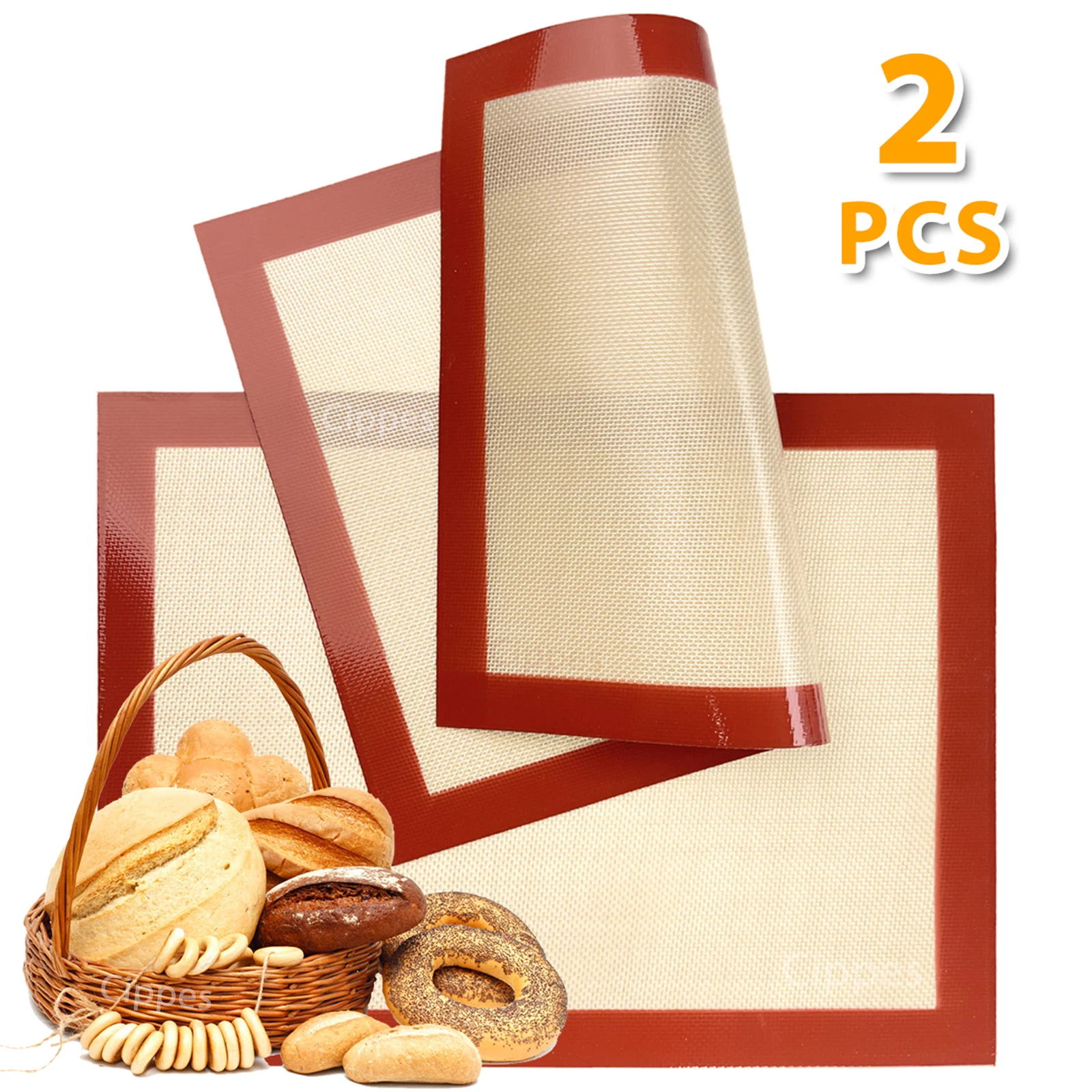 Silicone Baking Mats, Set of 2, Red