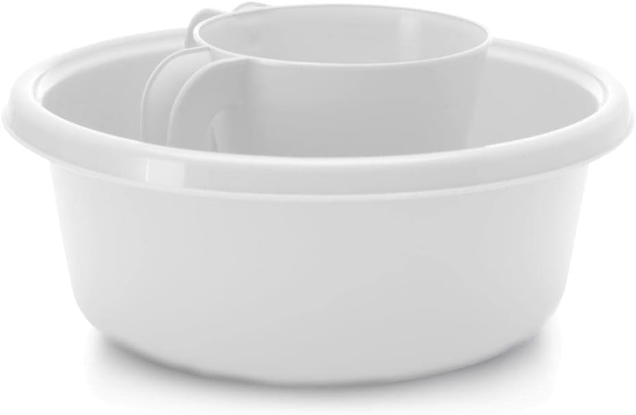 YBM Home Square Plastic Wash Cup and Basin Set