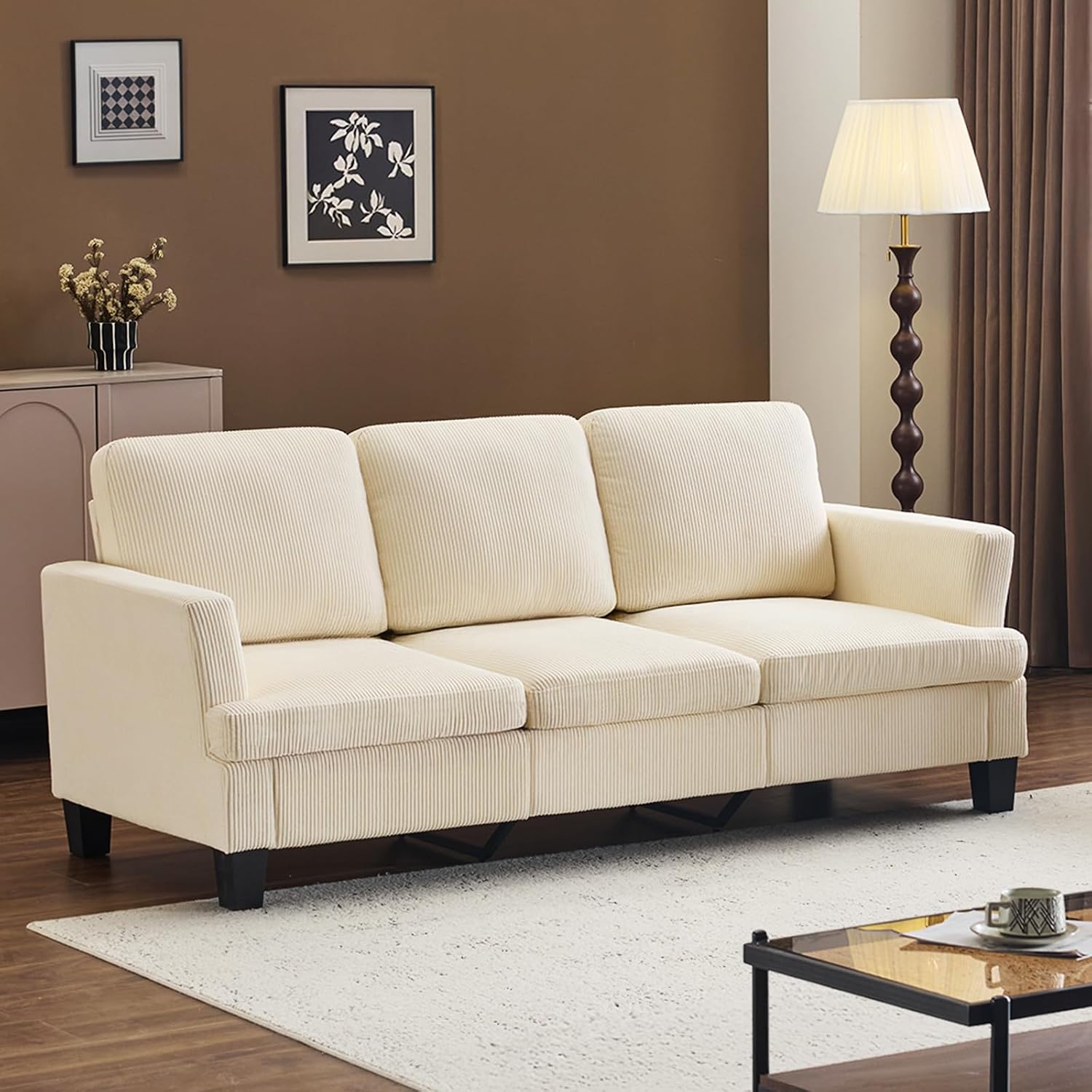 VINGLI 83" Corduroy 3-Seater Sofa