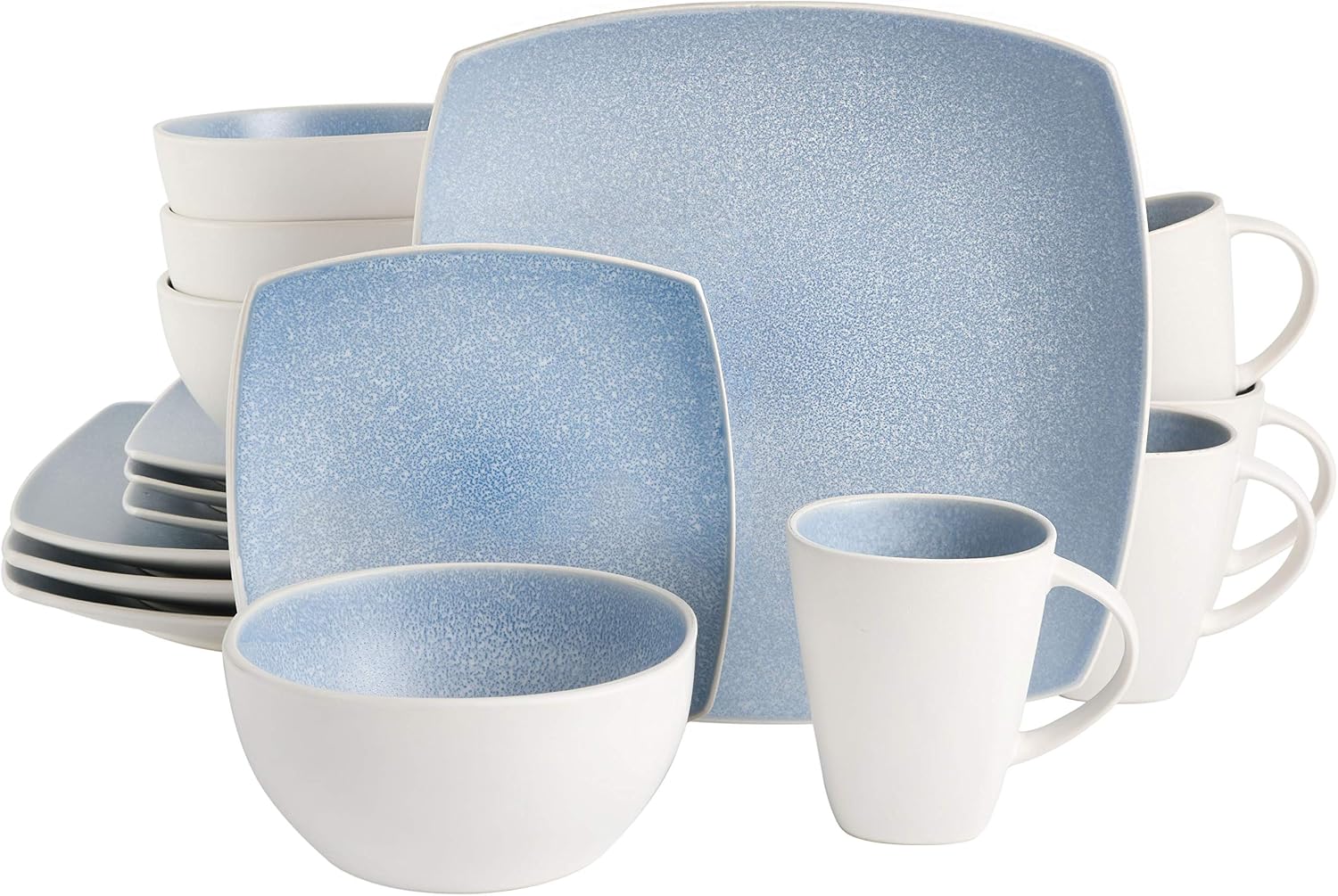 Gibson Soho Lounge 16-Piece Square Set, Aqua Blue