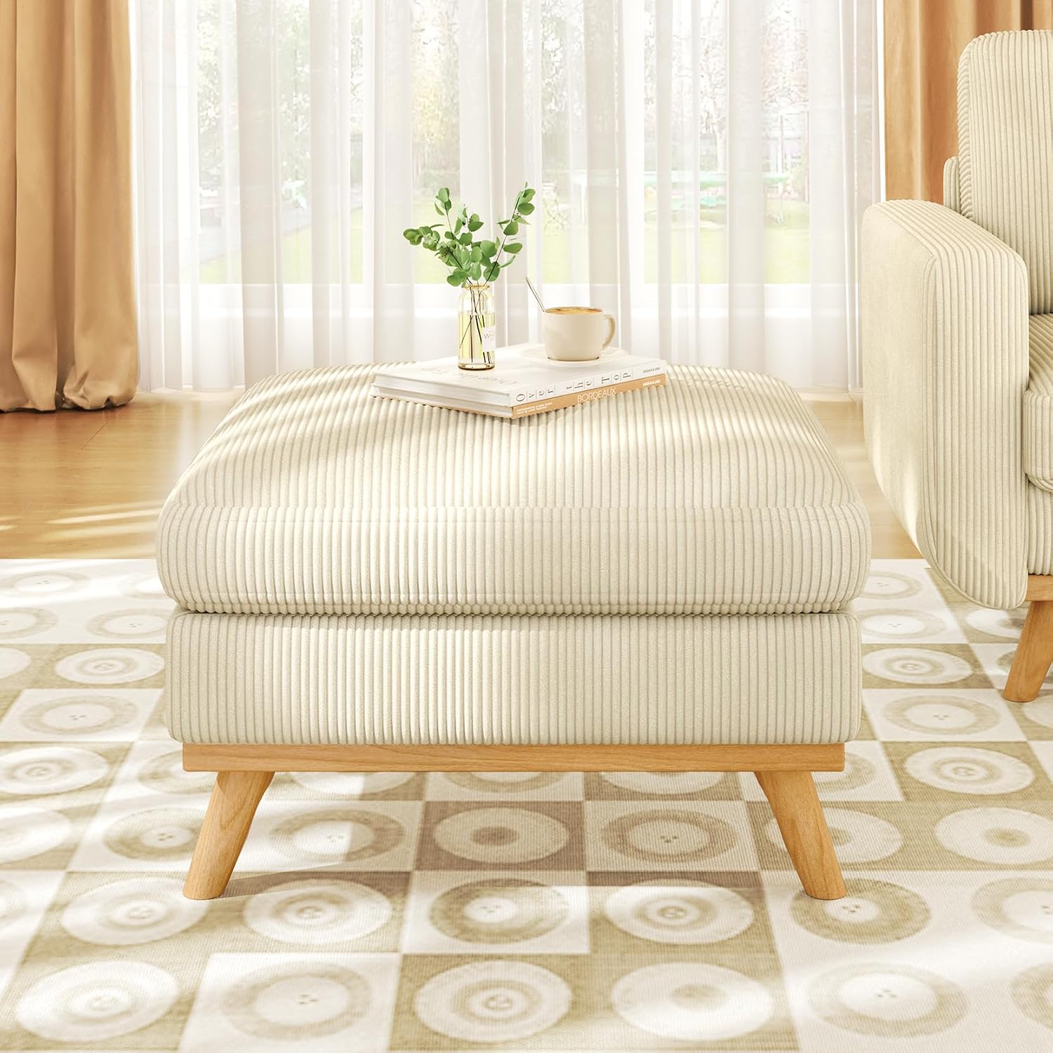 Vesgantti Corduroy Ottoman, Beige