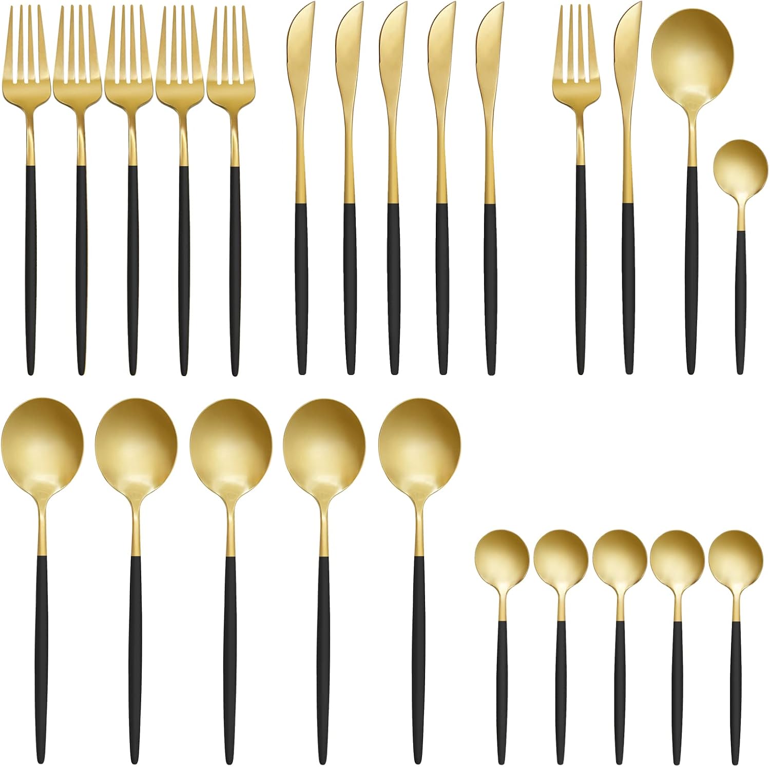 Zalaxt 24-Piece Gold and Black Flatware Set for 6