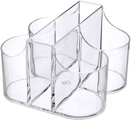 Home Collection 5 Compartment Classic Acrylic Napkin Holder with Cutlery Organizer Caddy Bin