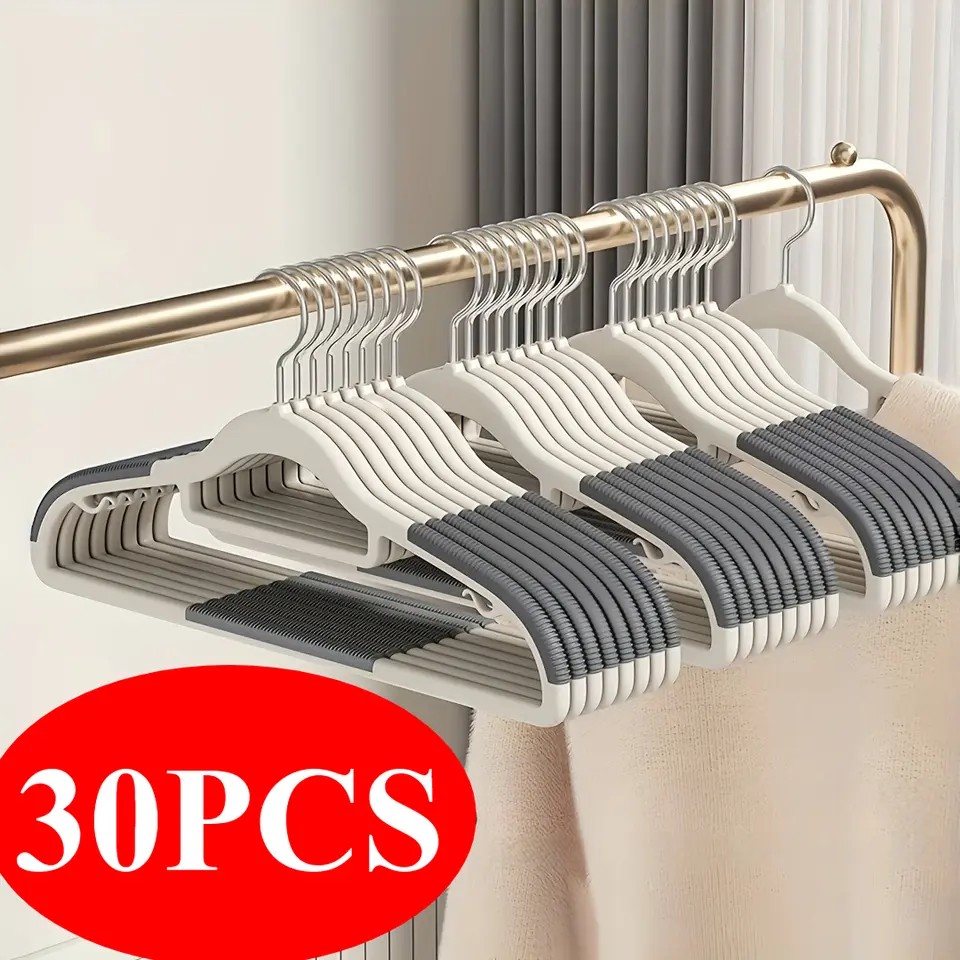 Non-Slip Clothes Hangers, 30-Piece Set with 360° Rotating Hooks