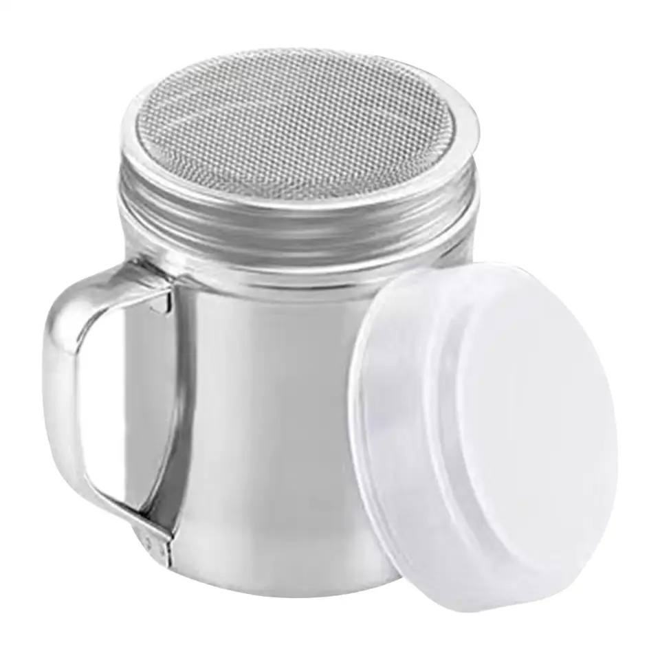 Stainless Steel Powder Shaker & Sugar Dispenser with Dust-Proof Lid