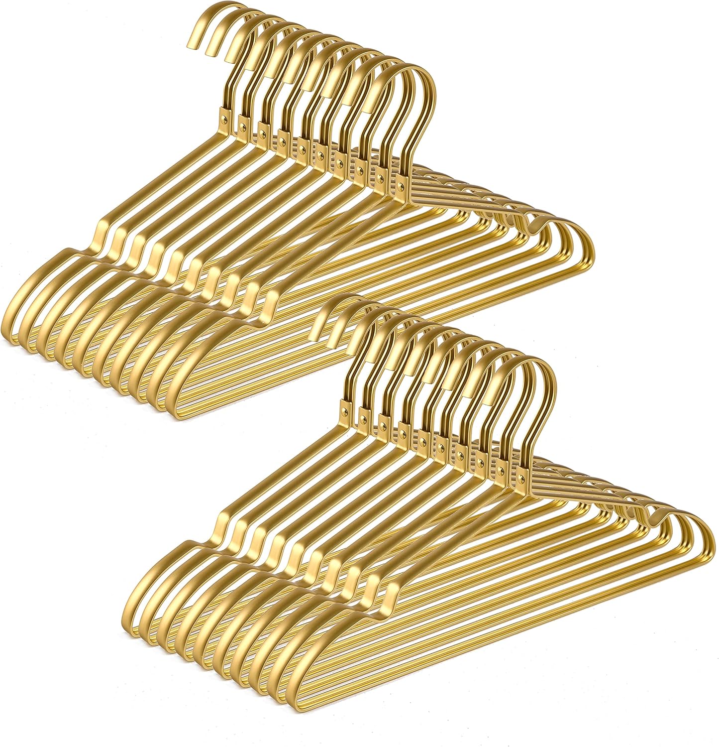 Amber Home 20 Pack Premium Matte Gold Aluminum Coat Hangers, 16.5" Extra Smooth & Durable Metal Shirt Dress Hangers