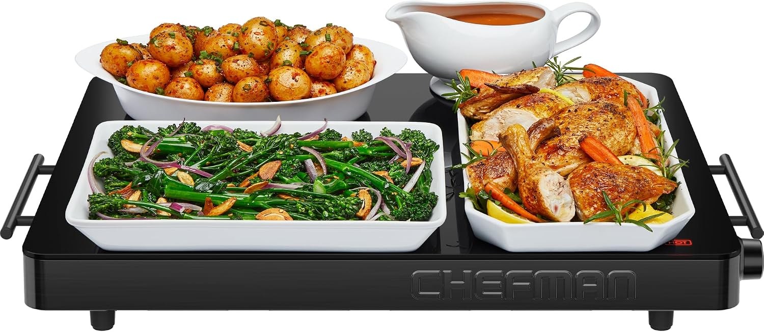 Chefman Electric Warming Tray, 21 x 16 Inch, Black