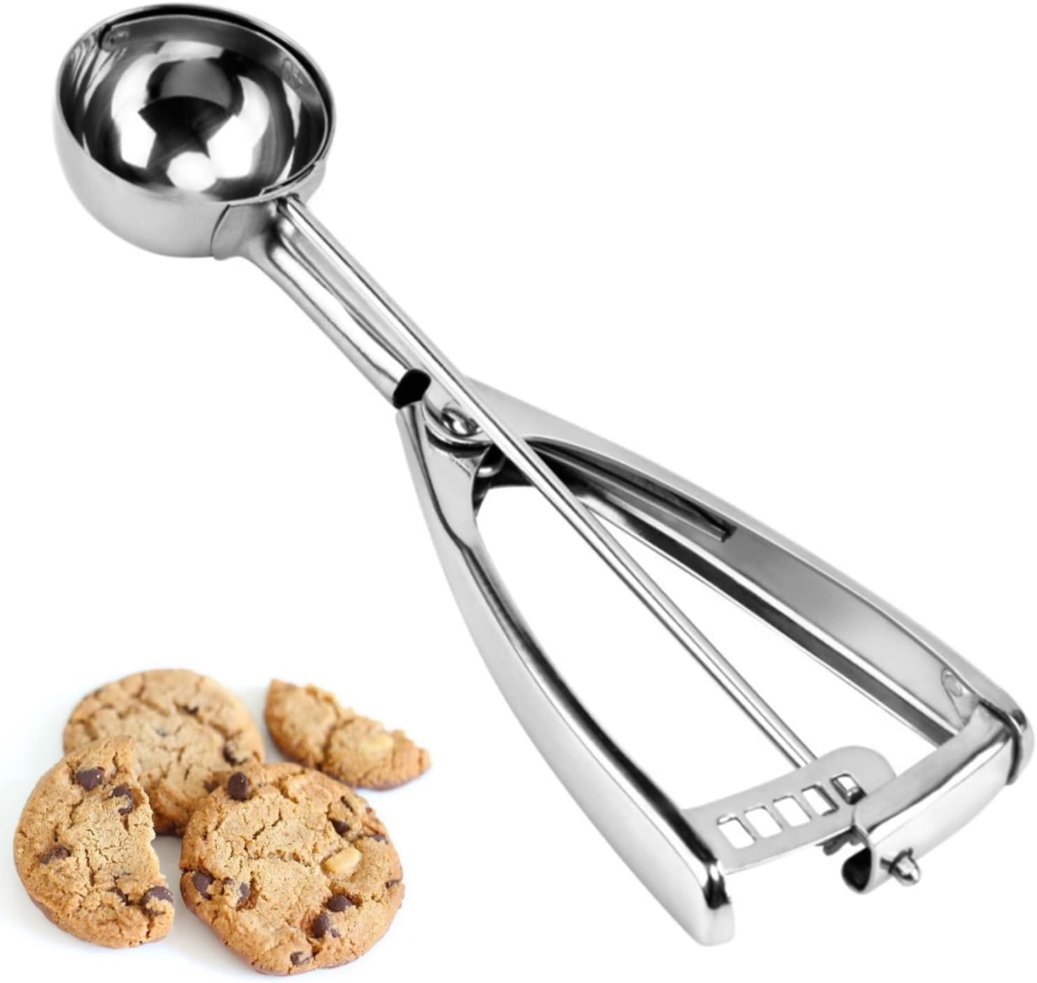 Cookie Scoop / Ice Cream Scoop, 18/8 Stainless Steel, 2 Tbsp / 30 ml, Trigger Release (#40)