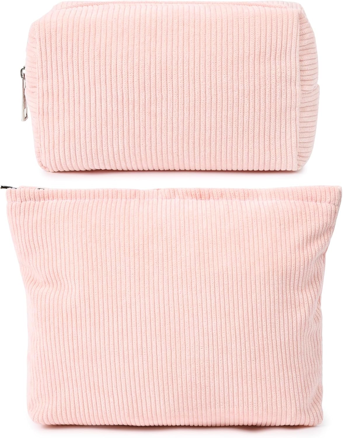 SOIDRAM 2 Pieces Makeup Bag Large Corduroy Cosmetic Bag Capacity Canvas Mix Travel Toiletry Bag Organizer…