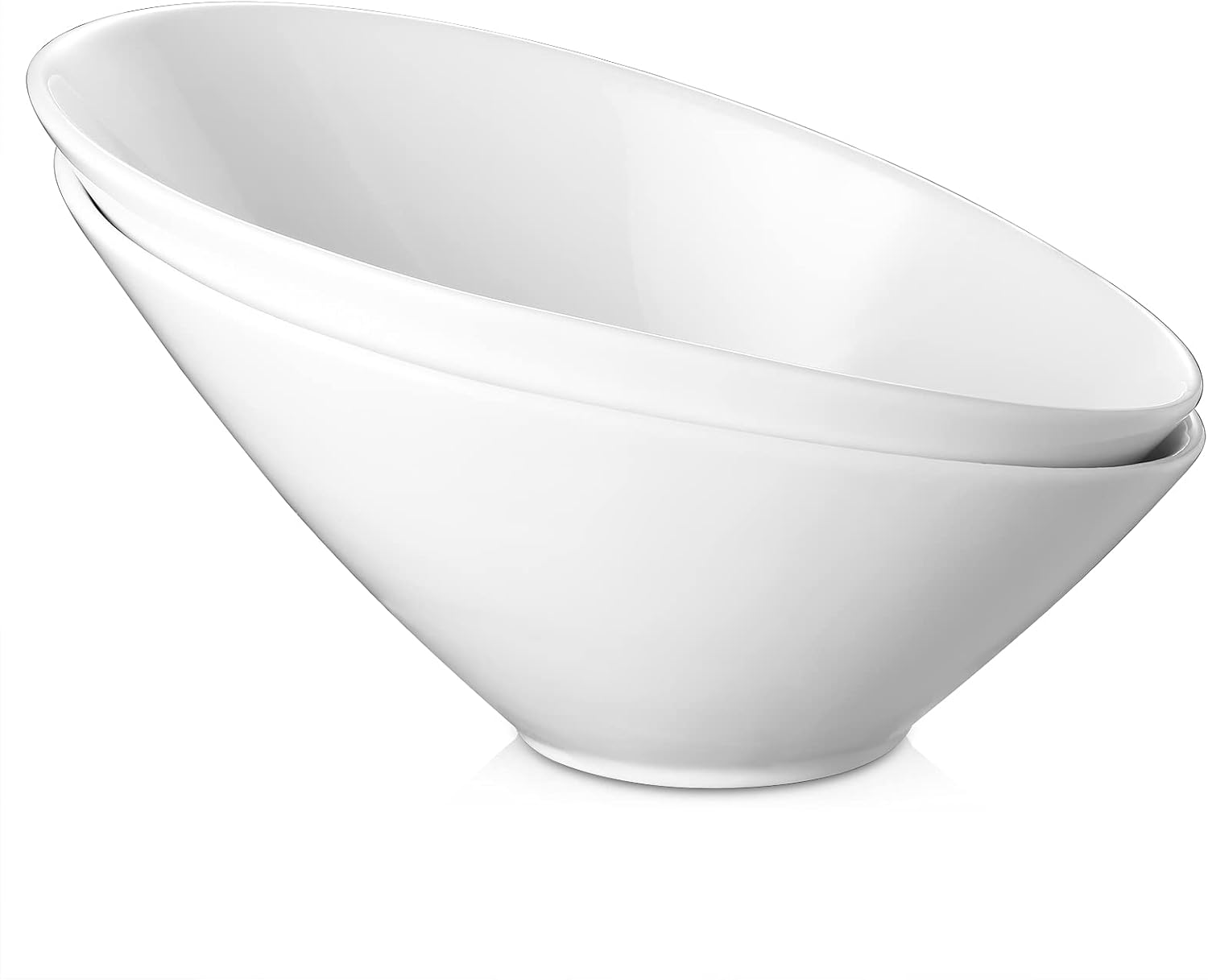 DOWAN 23 OZ Slanted Salad Bowls, Set of 2 — 9.5" Angled Ceramic Serving Bowls, Dishwasher & Microwave Safe
