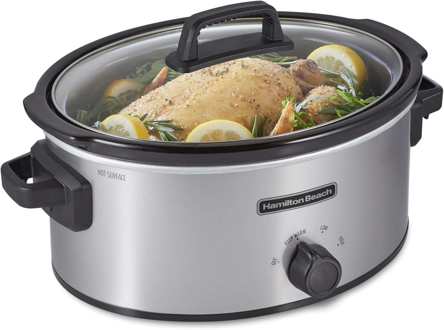 Hamilton Beach 6 Quart Slow Cooker With 3 Cooking Settings | Dishwasher-Safe Stoneware Crock & Glass Lid |…