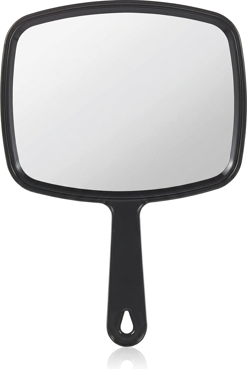 HYOUJIN Handheld Mirror 6.7" x 9.4", Lightweight Portable Hand Mirror (Black)