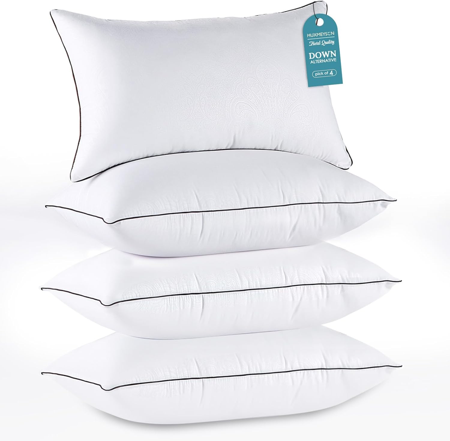 HUXMEYSON King Size Pillows, Set of 4, Luxury Hotel Down-Alternative