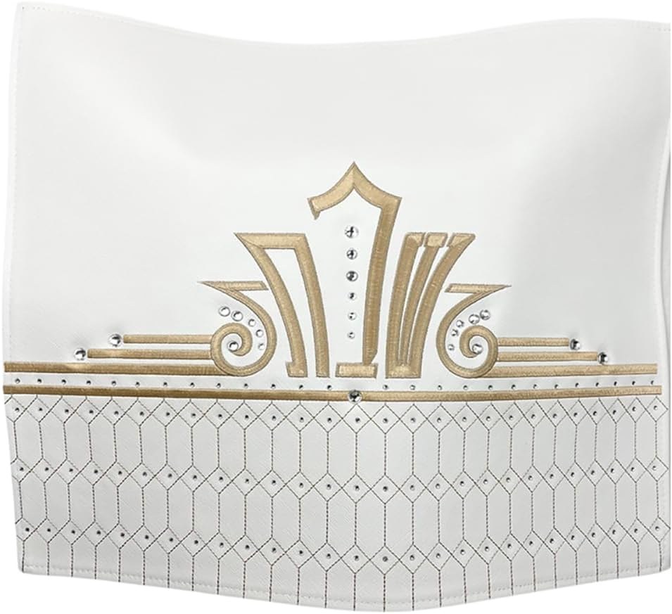 JDPRO LAND Challah Cover, White with Gold, Quilted