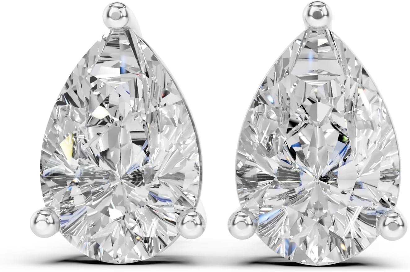 Certified Lab Grown Diamond Stud Earrings – All Shapes, E-F Color VVS-VS Clarity, 14K White/Yellow/Rose Gold, Screw Back