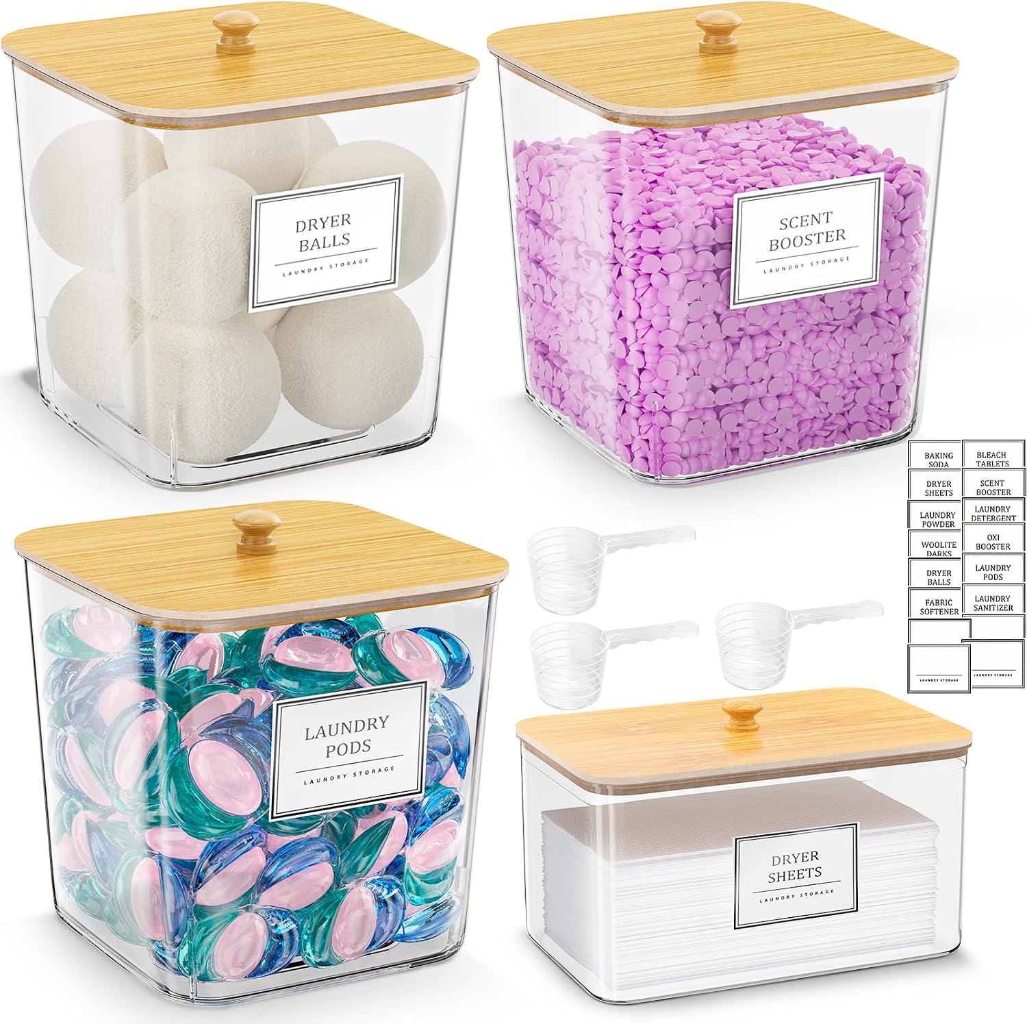 HomePekite Clear Acrylic Laundry Pods Storage Containers, 3+1 Pack