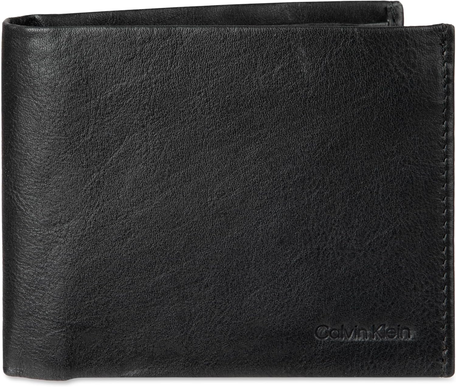 Calvin Klein Men's RFID Leather Minimalist Bifold Wallet with Multiple Card Slots and ID Window