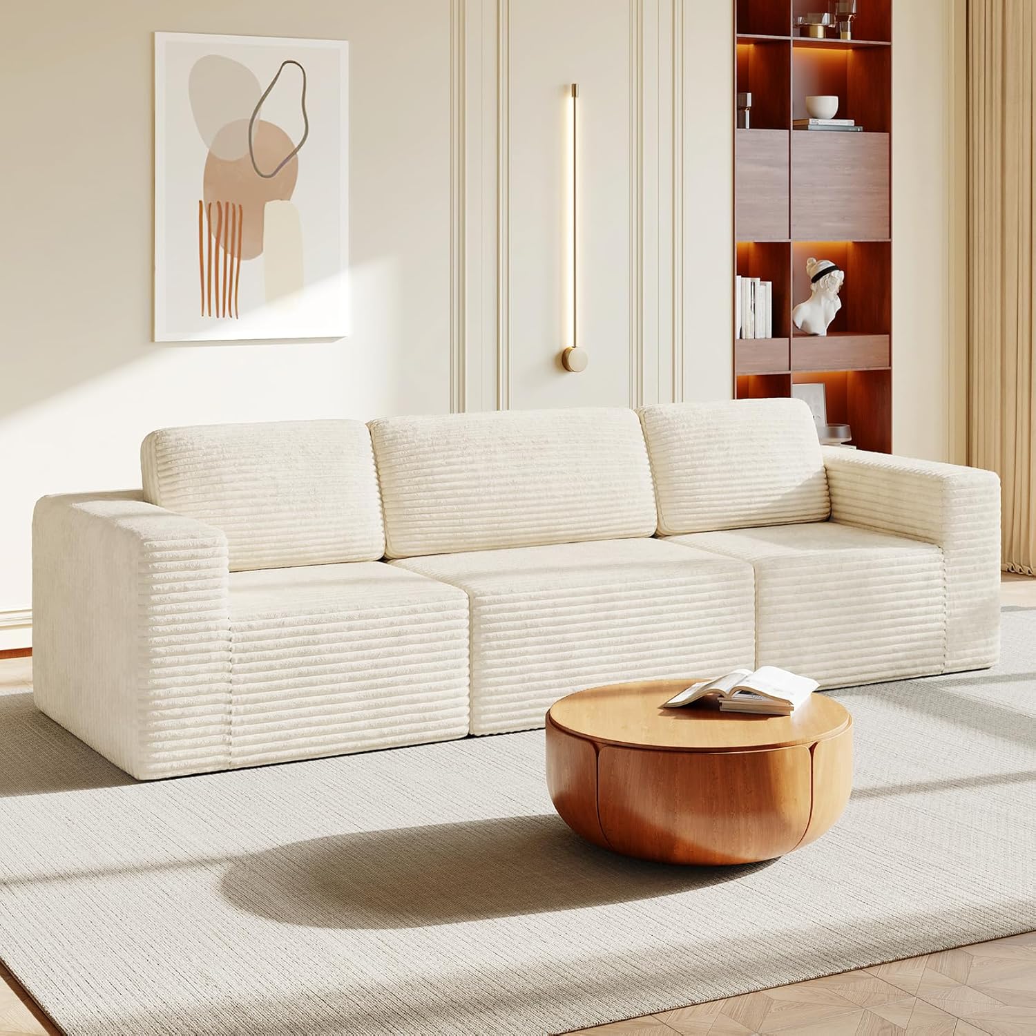 Vesgantti 119" Modular Sectional Sofa, Corduroy Cloud Couch with Deep Seating