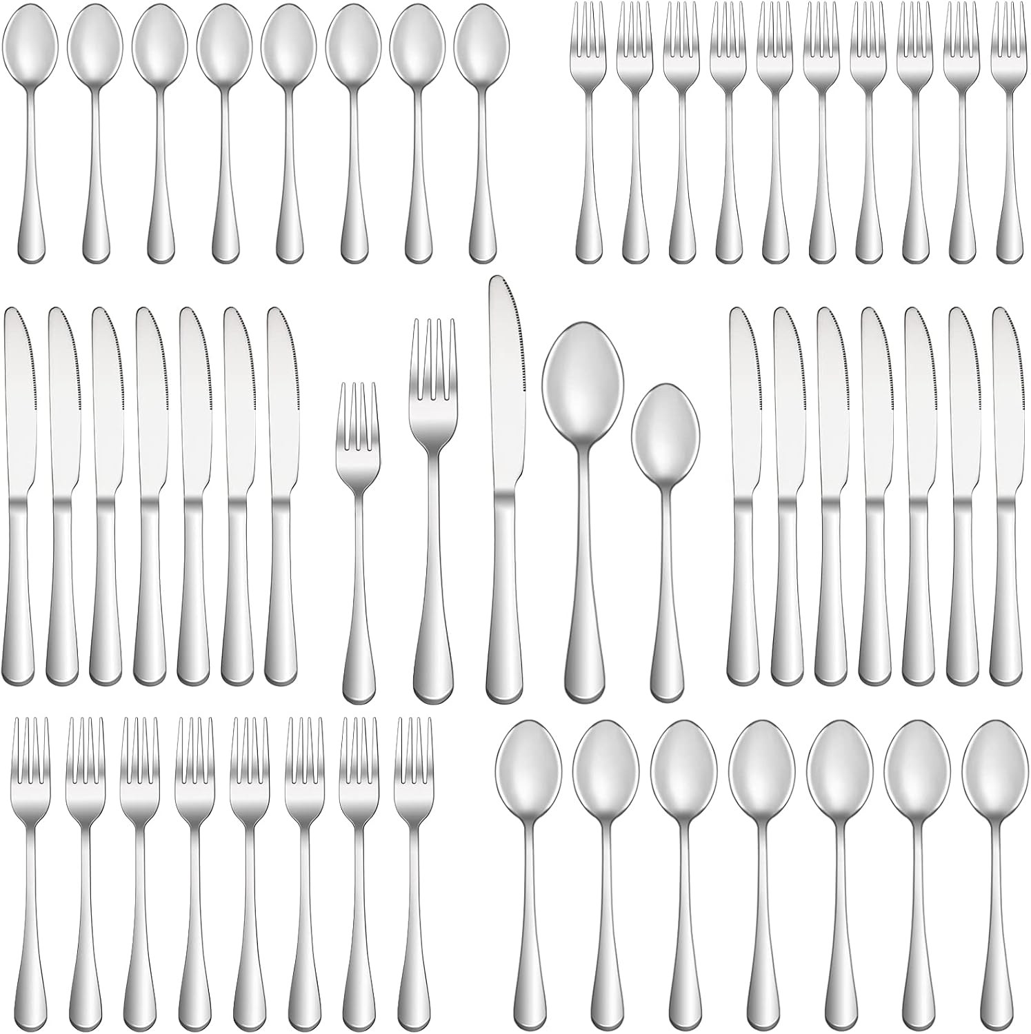 60-Piece Mirror Polish Stainless Silverware Set for 12