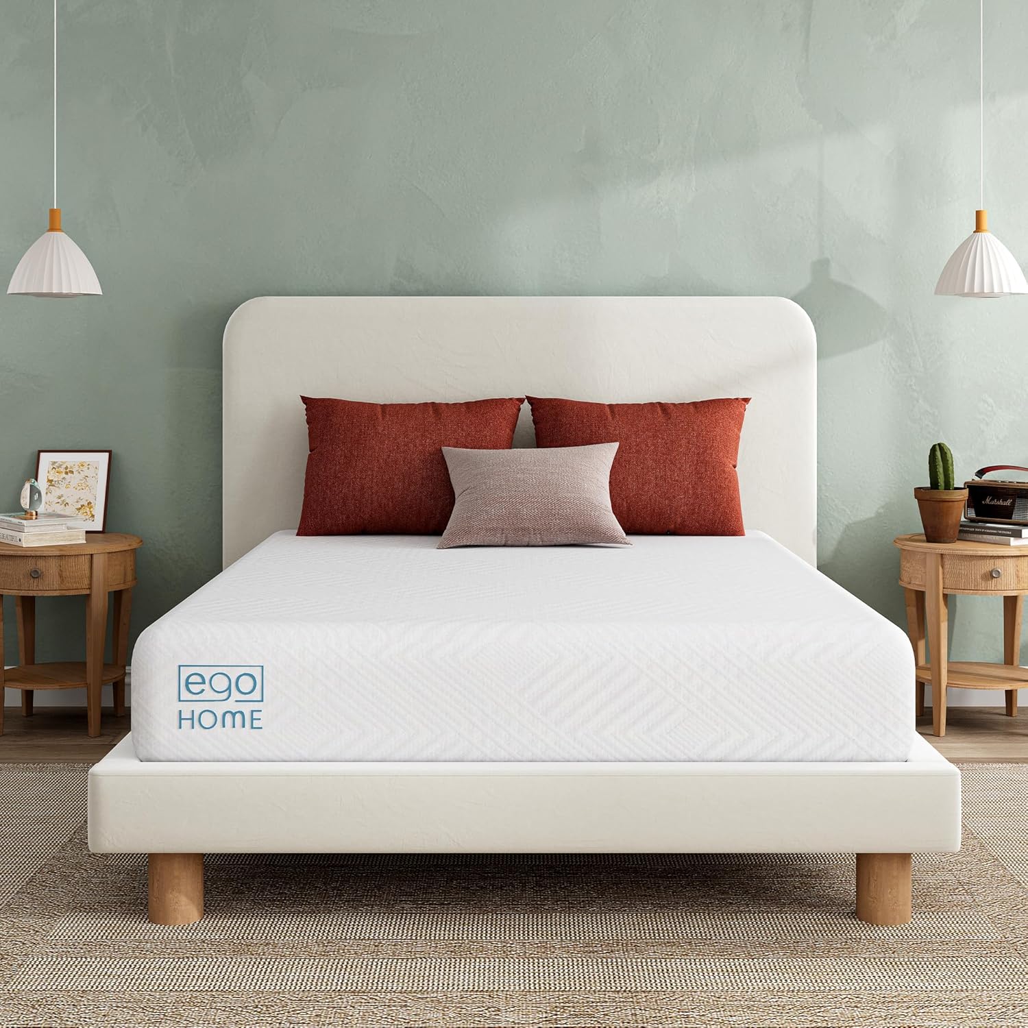 MLILY EGO White 12 inch Full Memory Foam Mattress, Gel Green Tea Mattress in a Box, CertiPUR-US Certified, Medium Firm