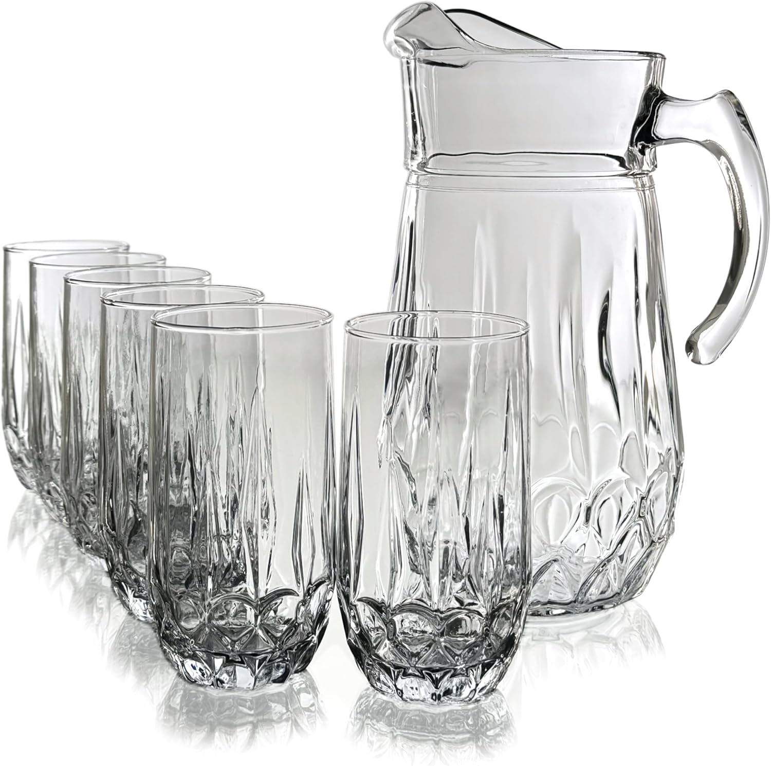 FIORA Glass Entertaining Set — Pitcher with 6 Matching Glasses