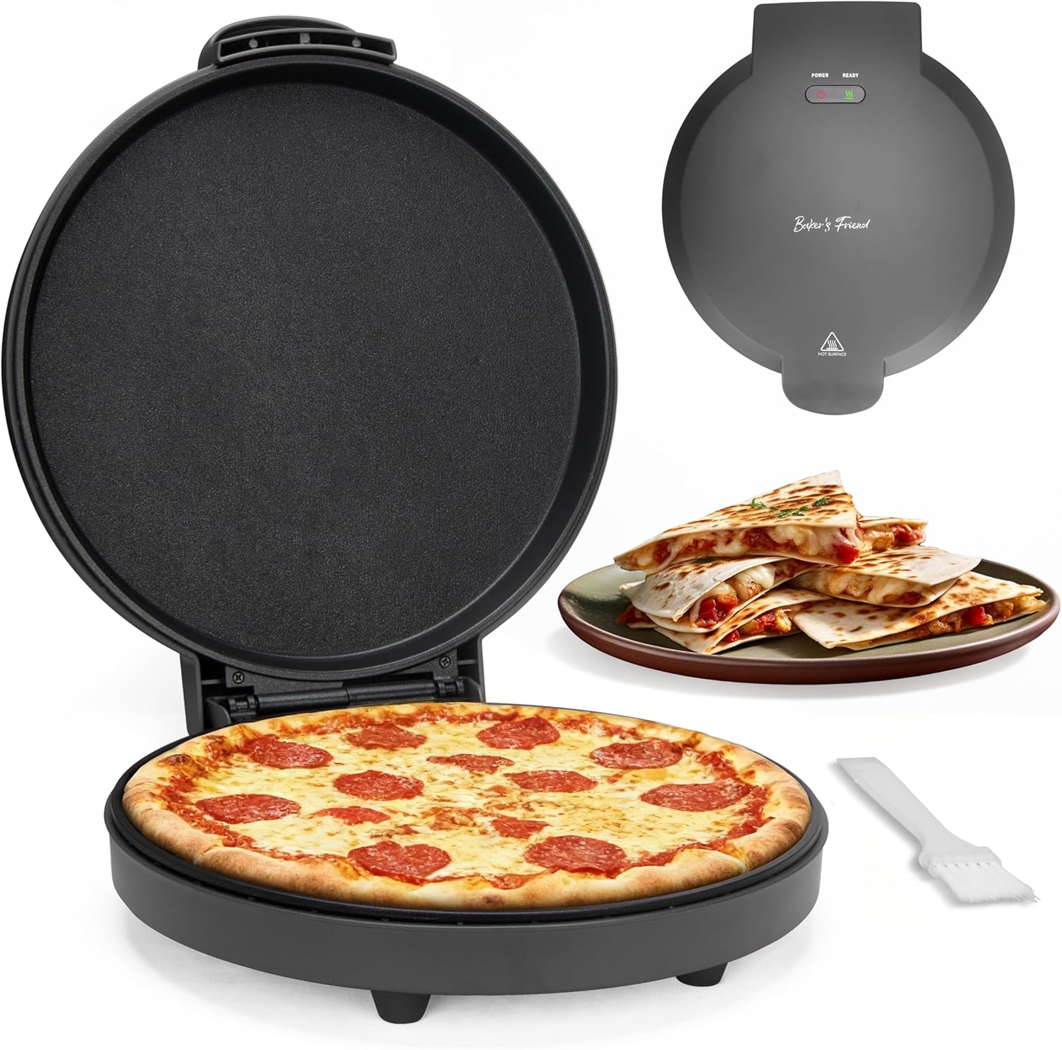 Baker’s Friend Countertop Pizza Maker Electric, 12 Inch Pizza Maker Machine for Home, Quesadilla Maker,…