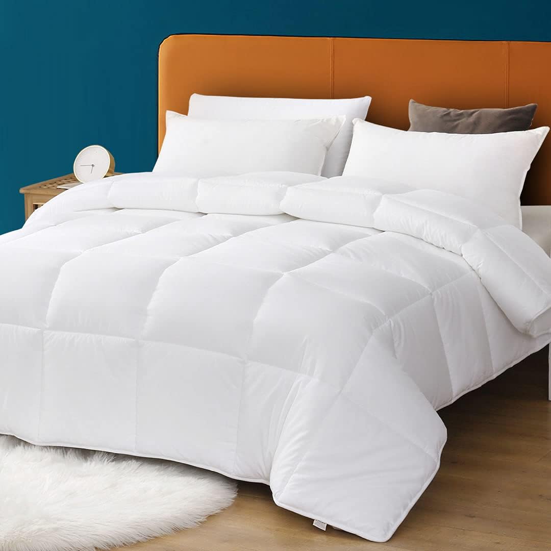 Queen Down-Alternative Comforter, White Duvet Insert, Cotton Cover