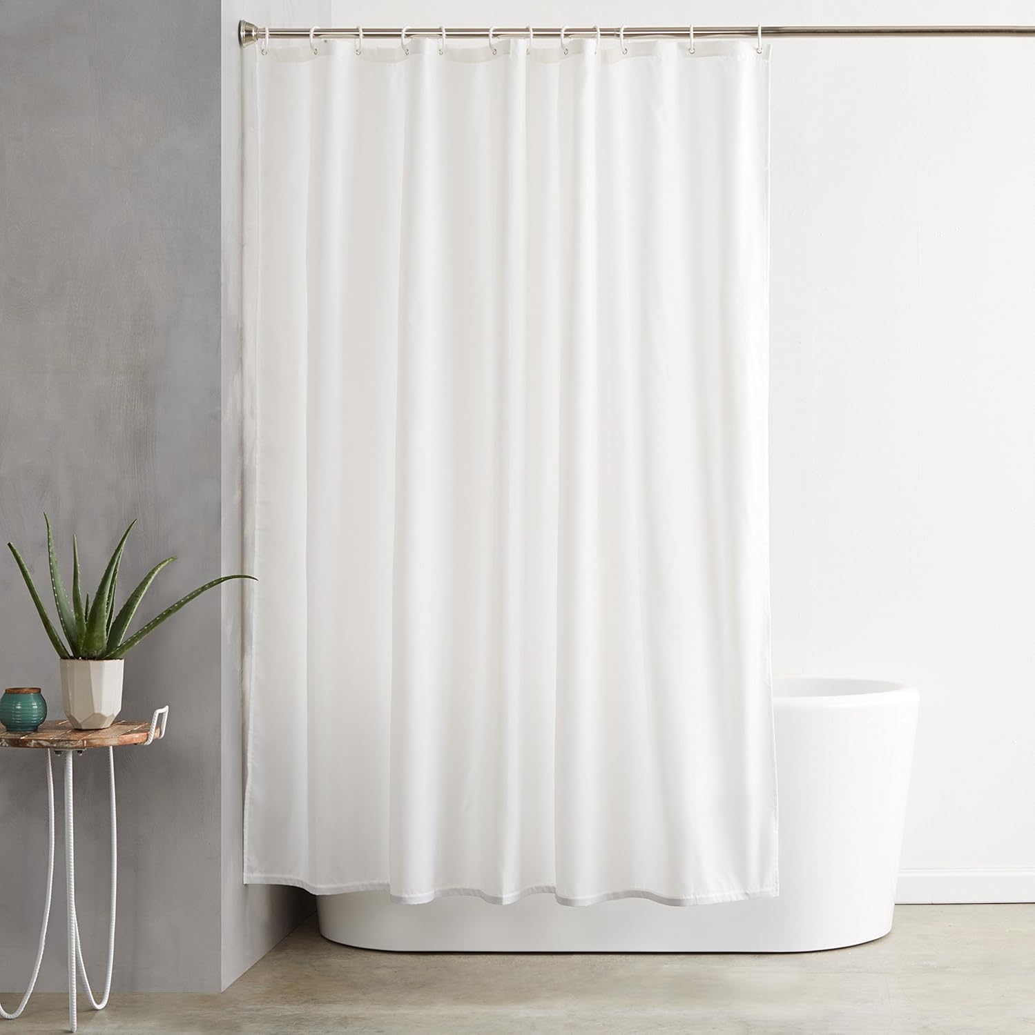 Amazon Basics Bathroom Shower Curtain, Water Repellent Fabric with Weighted Hem, Grommets & Hooks, Machine…