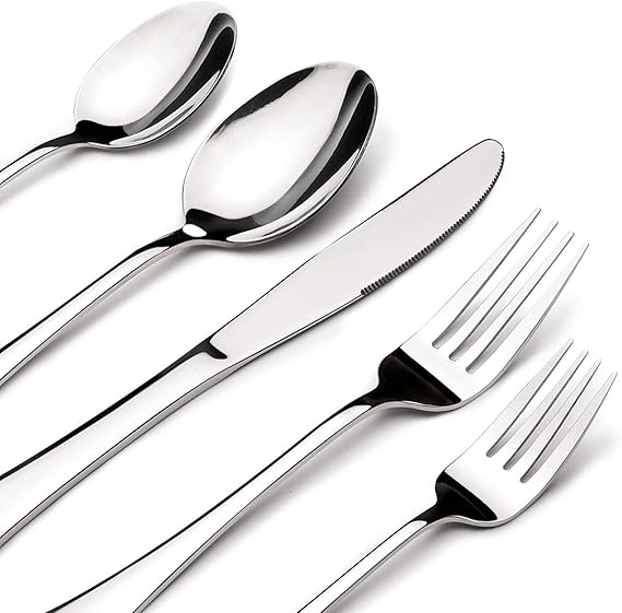 Silverware Set for 12,60 Piece Stainless Steel Flatware Utensil Cutlery Set | Heavy Duty Steak Knife Fork and Spoon, Dishwasher Safe, Gift Package for Wedding Housewarming