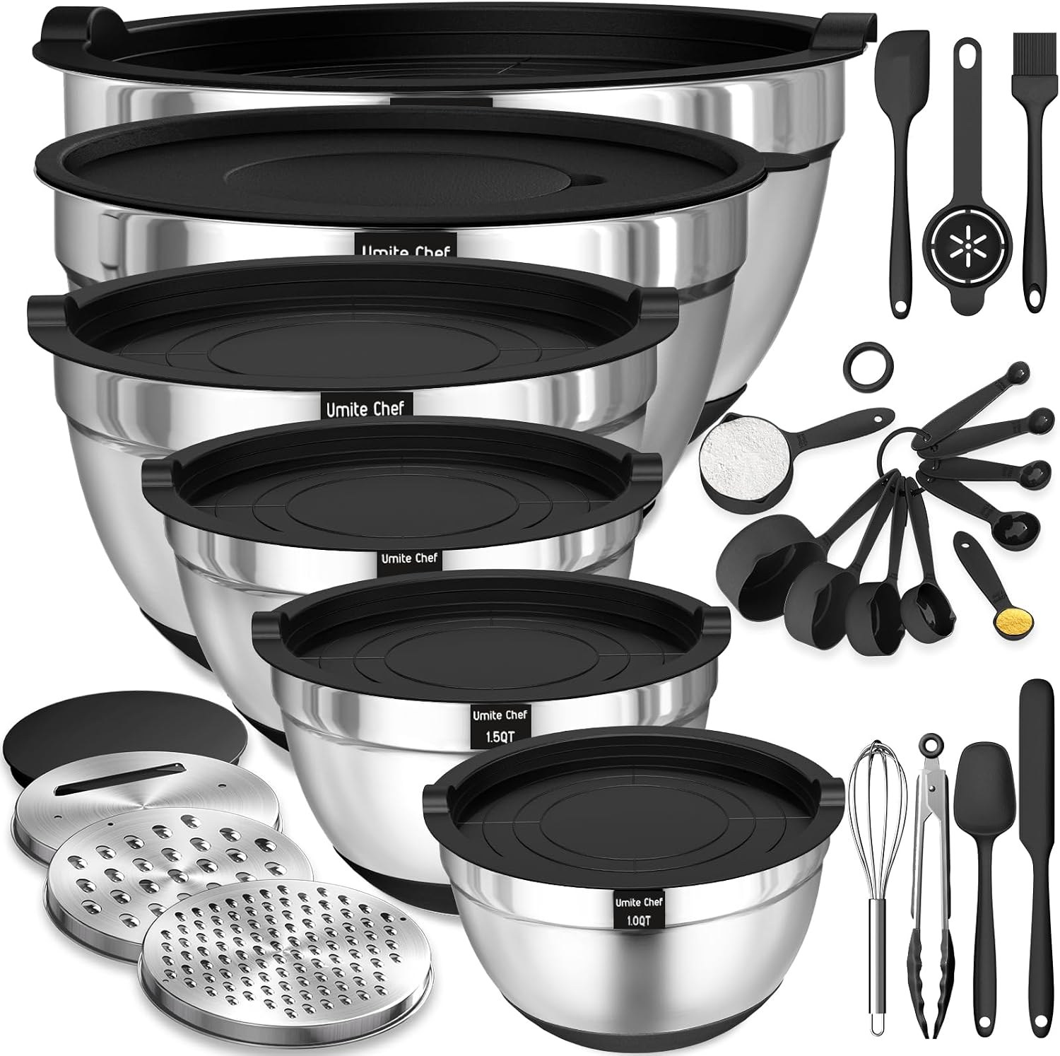 26-Piece Stainless Steel Mixing Bowl Set with Lids