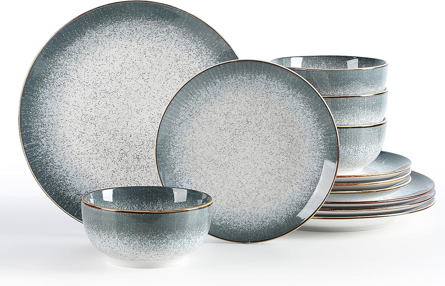 Sweejar Dinnerware Sets Service for 4, 12 pcs Porcelain Plates and Bowls for Kitchen, Housewaring Gift,…