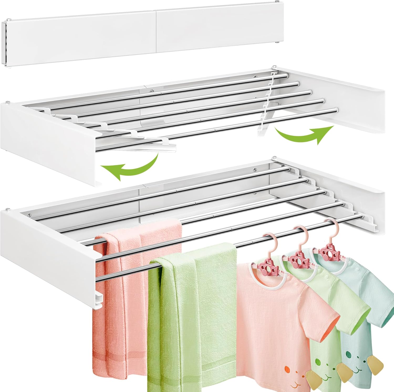 ZdwCyl Wall Mounted Drying Rack,32 inches,Foldbale, Clothes Drying Rack,Laundry Drying Rack Wall…