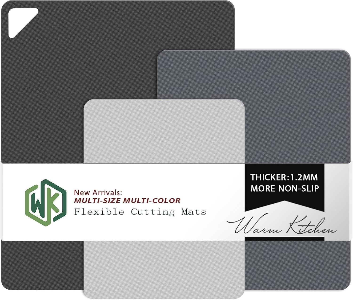 WK Flexible Plastic Cutting Board Mats, BPA-Free Non-Slip Cutting Sheets, Multi Sizes